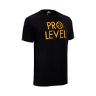 Black t-shirt with 'PRO LEVEL' text in yellow