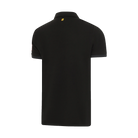 Back view of a black polo shirt