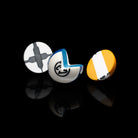 Pool balls cut to show the inside material