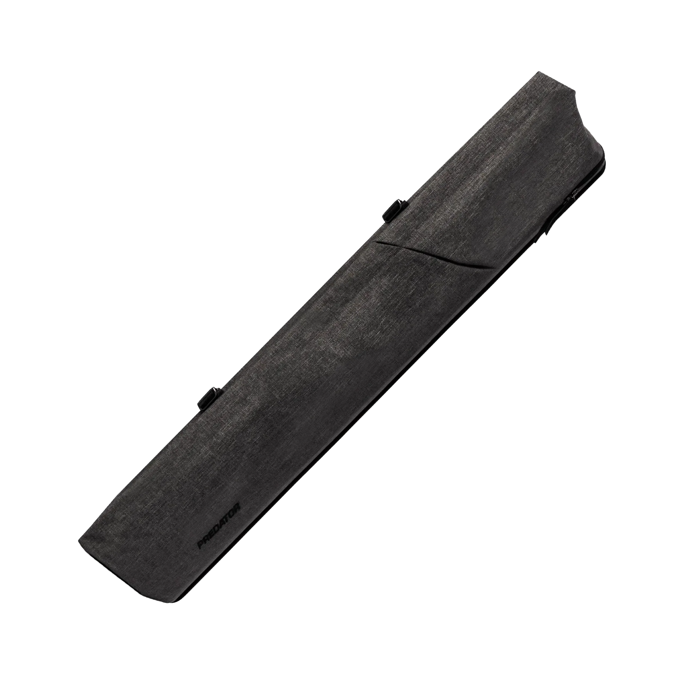 Dark grey rectangular pool cue case with PREDATOR logo