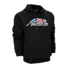 Black hoodie with 'Predator' logo featuring an American flag design