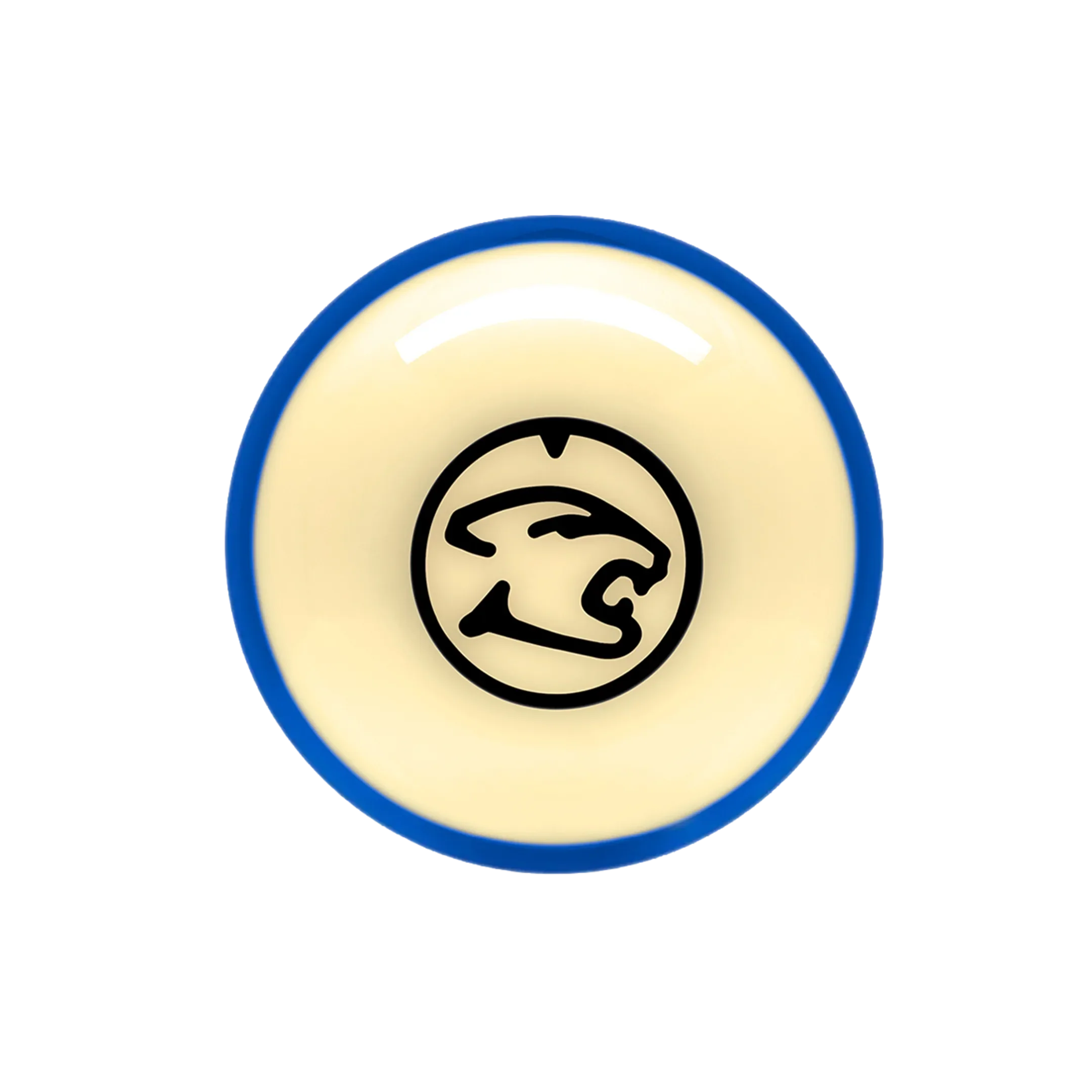 Blue stripe pool ball with a black cat logo