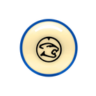 Blue stripe pool ball with a black cat logo