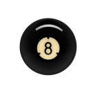 Black billiard 8 ball with white background.