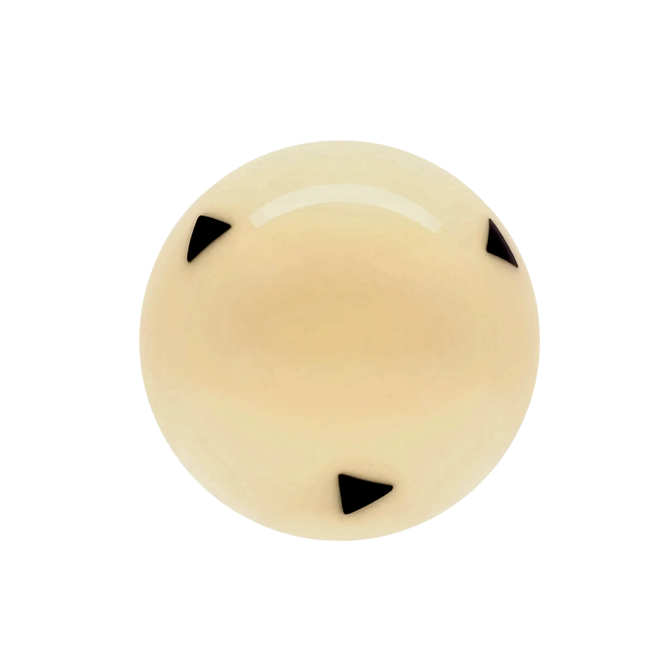 White cue ball with black triangles