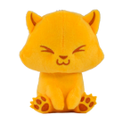 Yellow plush cat toy keychain with closed eyes