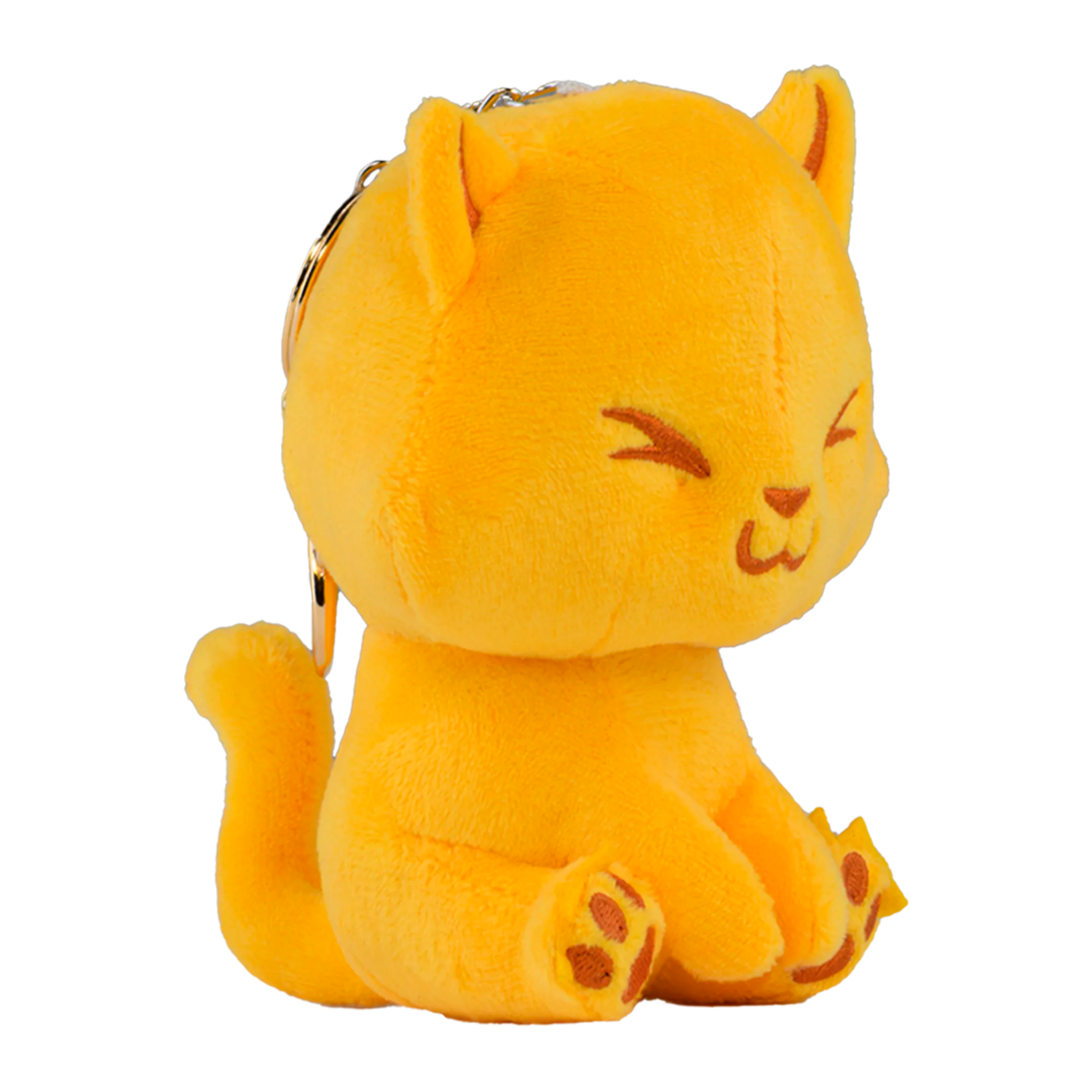 Plush keychain of a yellow cat