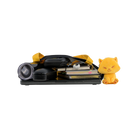Collection of small items, including a yellow cat and notebook