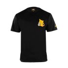 Black t-shirt with a yellow Junior cat graphic