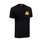 Black t-shirt with a yellow Junior cat graphic on the chest