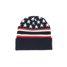 Red, white, and blue beanie with stars and stripes