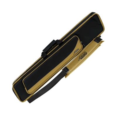 Black and gold rectangular pool cue case with PREDATOR logo
