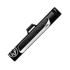 Black and white pool cue case with a cat head logo