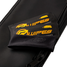Black pouch with REVO Wipes packaging featuring yellow text on a black background.
