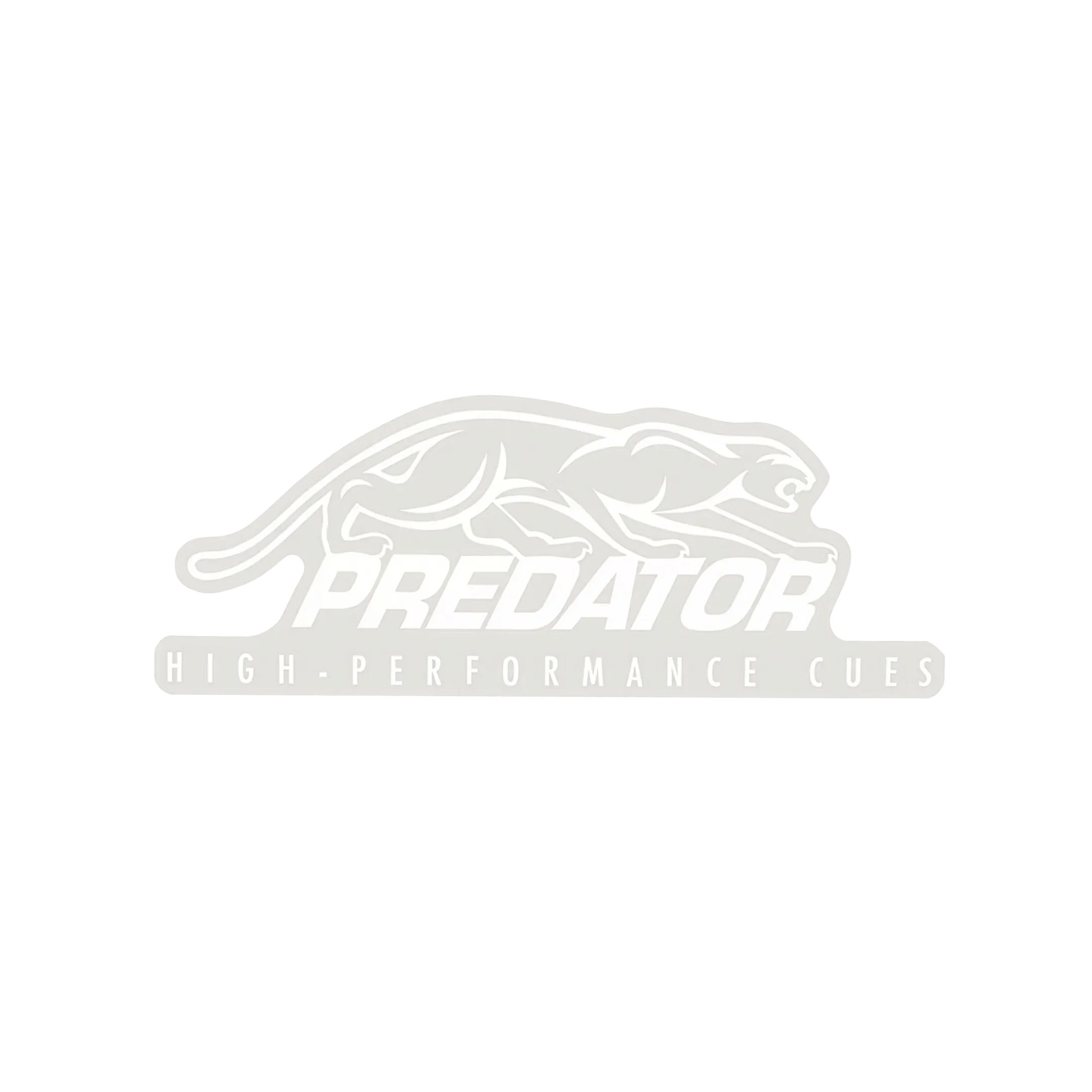 White 'Predator High-Performance Cues' logo