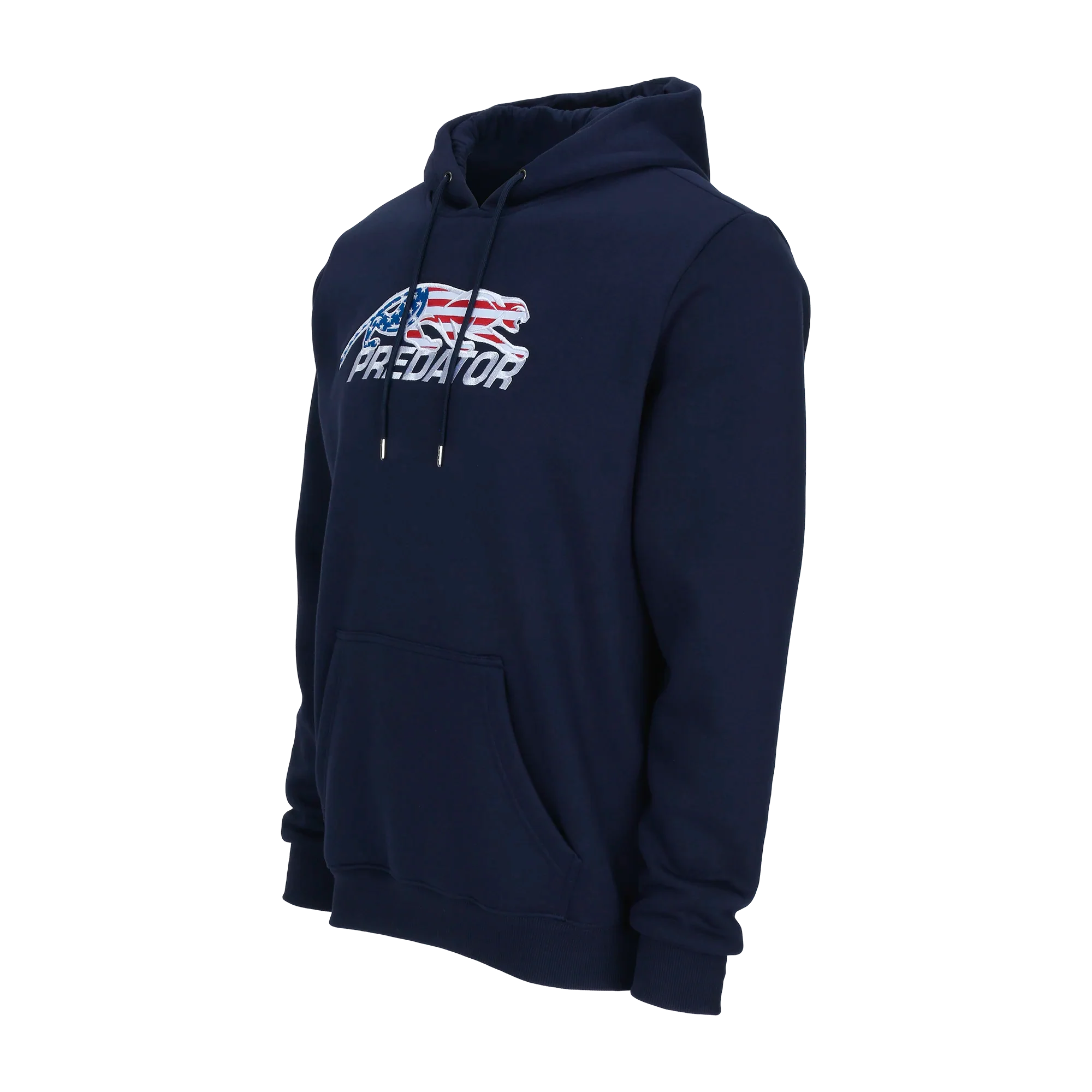 Navy blue hoodie with United States flag Predator logo