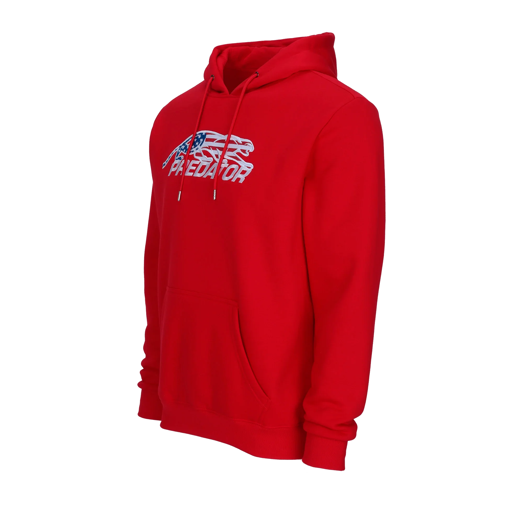 Red hoodie with United States flag Predator logo