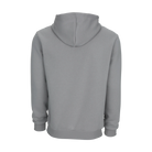 Grey hooded sweatshirt against a white background. 