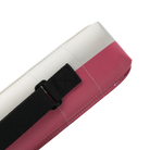 Close up of top of strap of Predator Hard Pool Cue Case - White Pink - 1 Butt x 1 Shaft at 30 degree angle