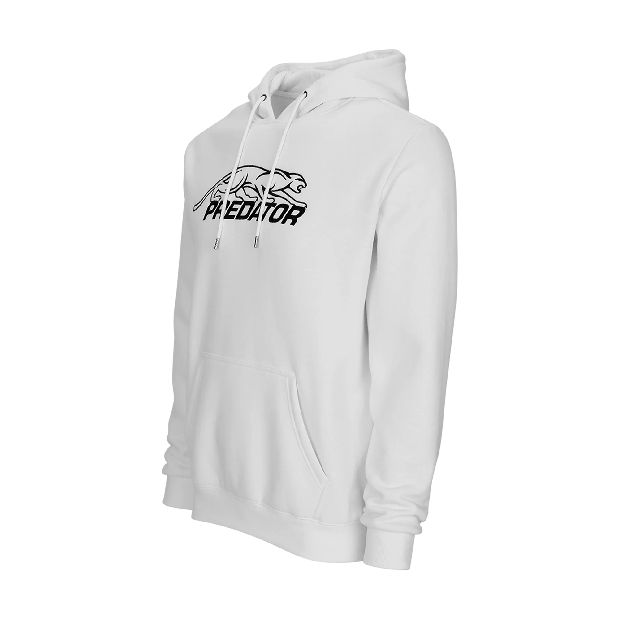 White hoodie with black Predator logo