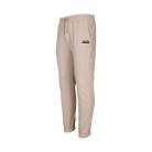 Ivory drawstring jogging pants with black Predator logo against a white background.