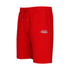 Red drawstring shorts with white Predator logo