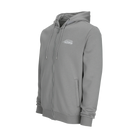 Grey zip-up hoodie with white Predator logo