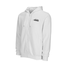 White zip-up hoodie with black Predator logo