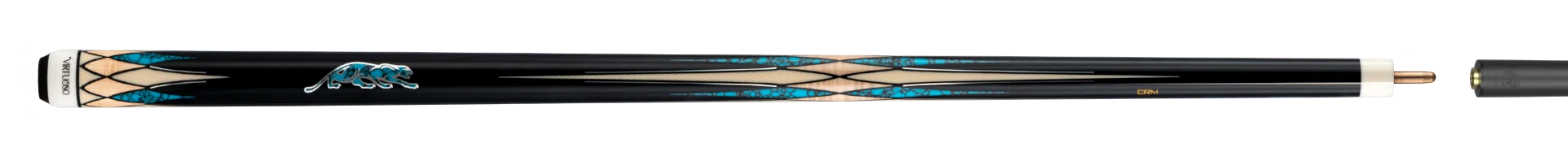 Black and Blue Virtuoso Carom Cue Full Cue Stick Paired with Carbon Fiber Shaft 