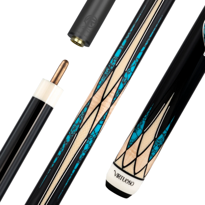Black and Blue Virtuoso Carom Cue with Logo