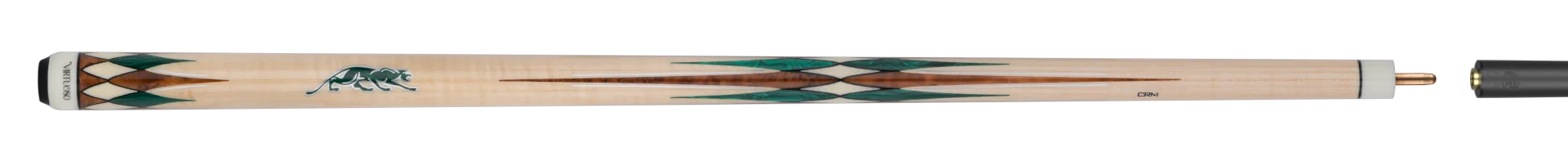 Carom Virtuoso Maple Green Malachite Full Cue Stick Paired with Carbon Fiber Shaft 