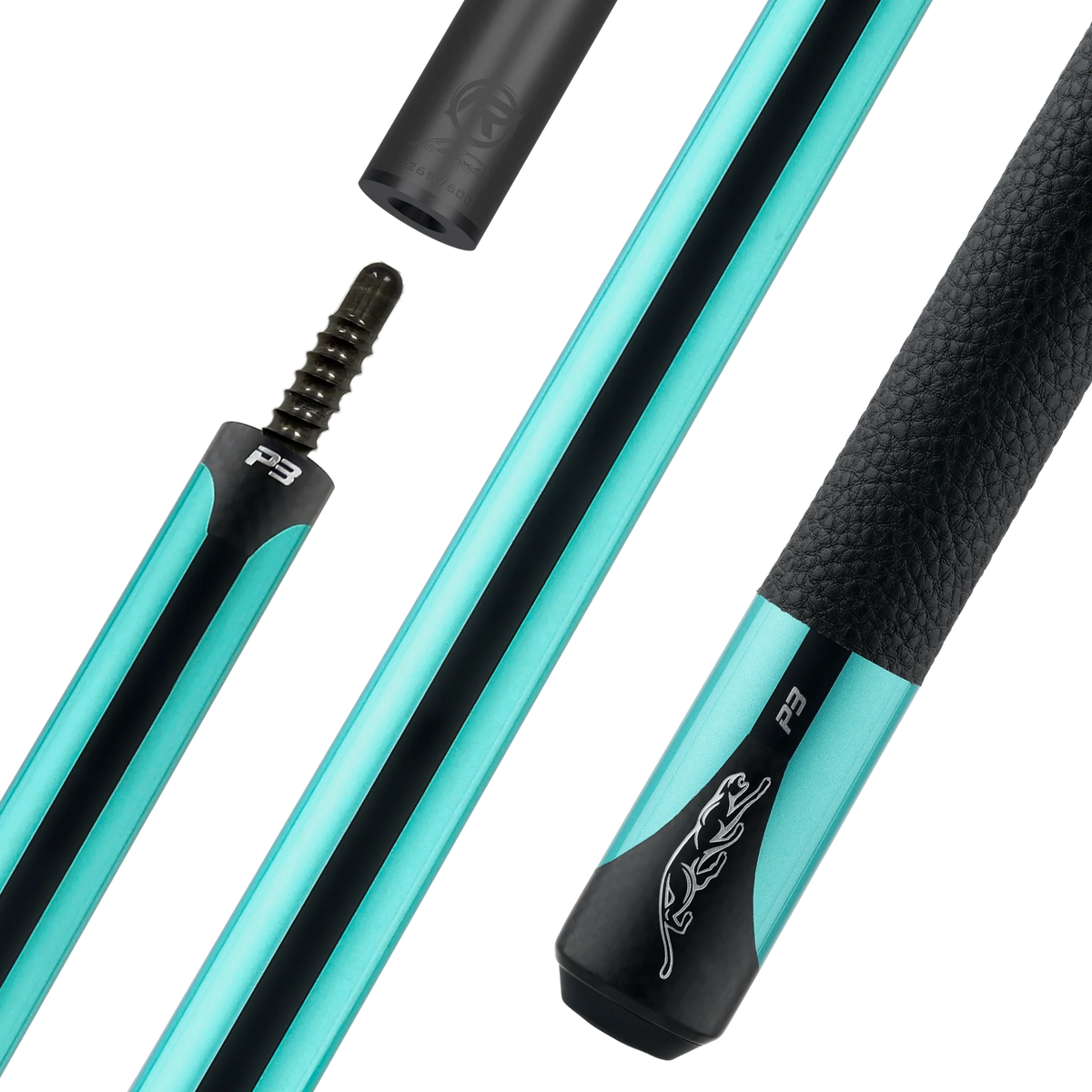 Predator P3 Painted Teal Leather Luxe Wrap Professional Pool Cue Radial Pin
