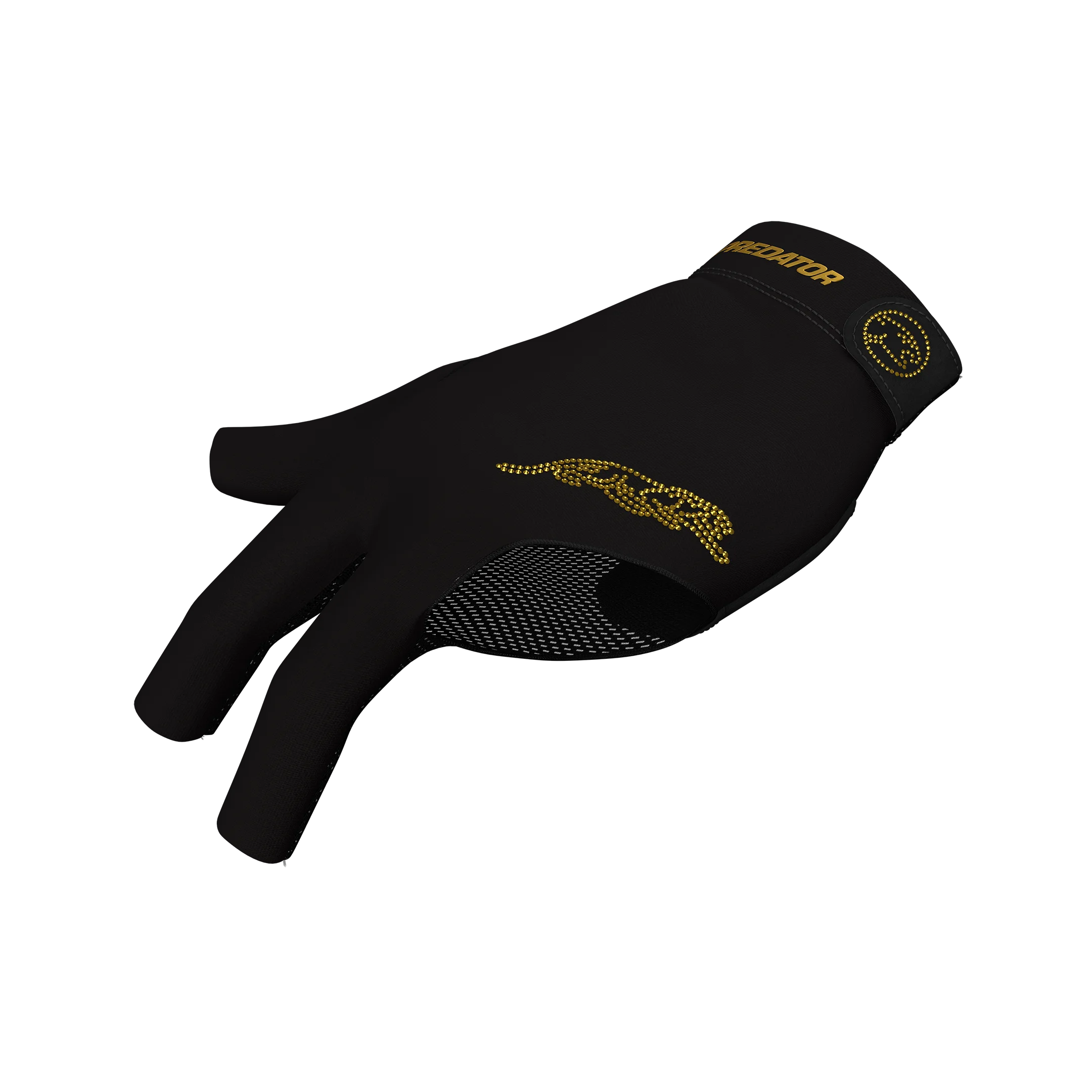 Black and Gold Predator Second Skin Billiard Glove Champion Shine Gemstone