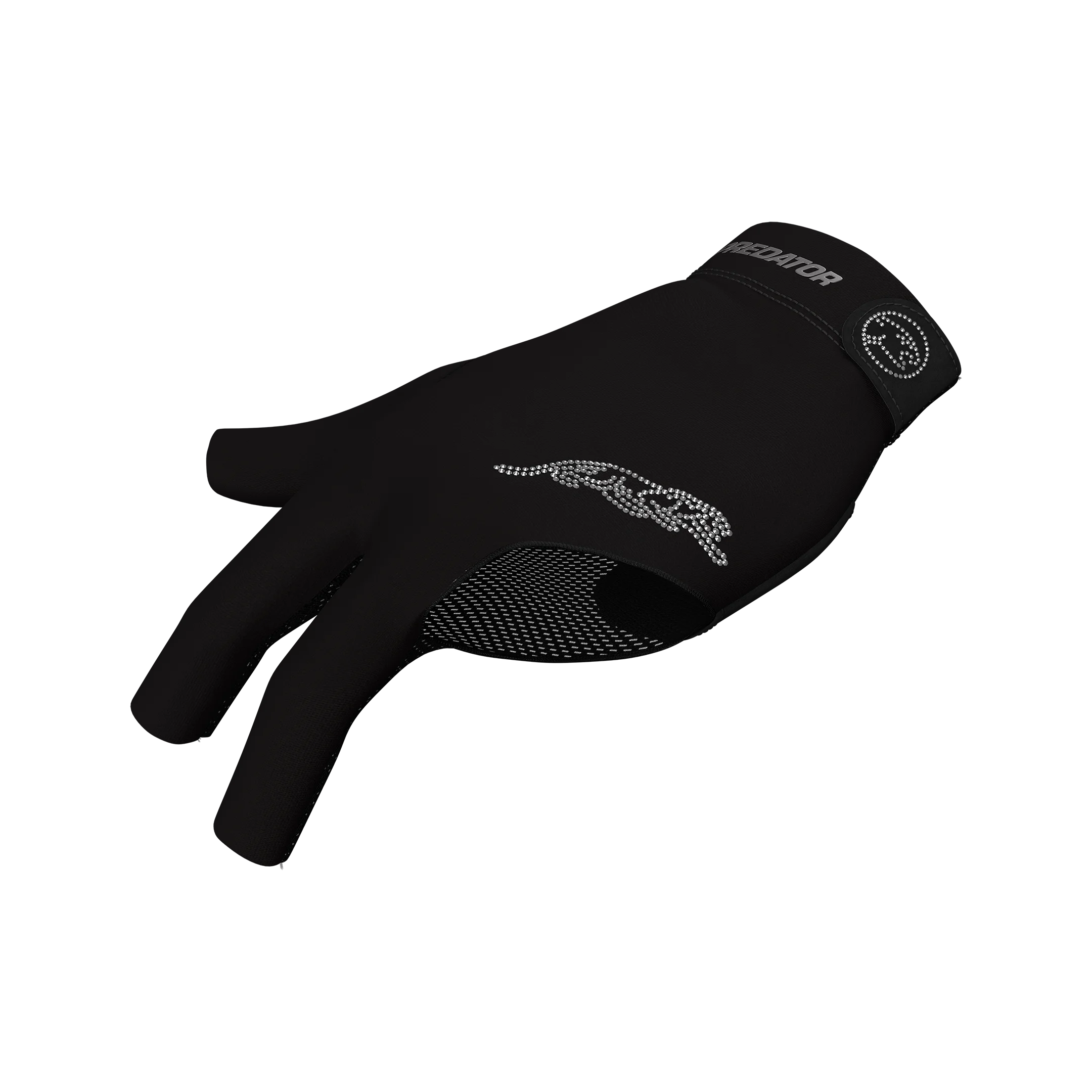 Black and Silver Predator Second Skin Billiard Glove Champion Shine Gemstone