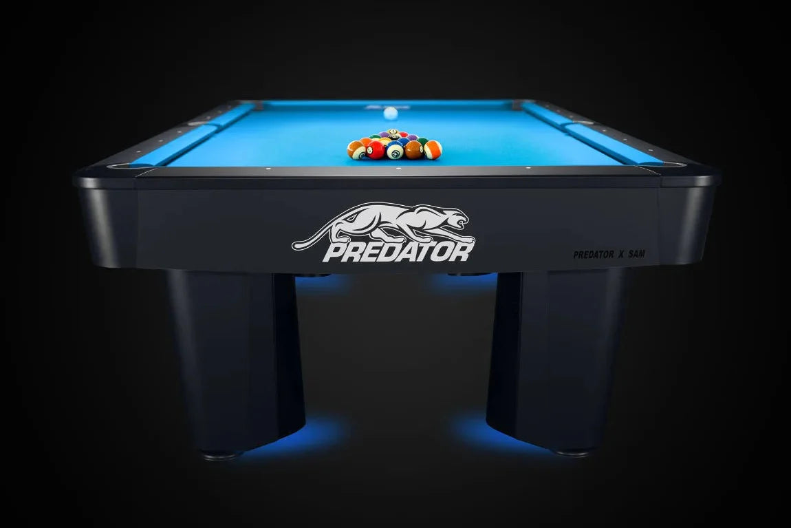 APEX Professional pool table view with the Predator logo in the front