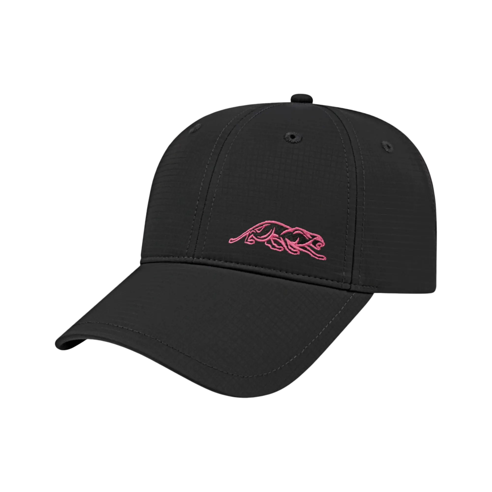 Black ball cap with pink embroidered panther