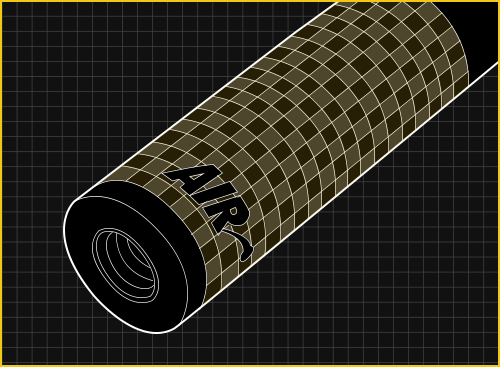 Wireframe render of an Air cue stick