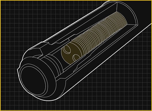 Technical drawing of weight system in grip of bk4