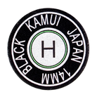 Kamui black cue tip front view with "Kamui Black Japan" and H hardness markings stamped.