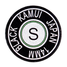 Kamui black cue tip front view with "Kamui Black Japan" and S hardness markings stamped.