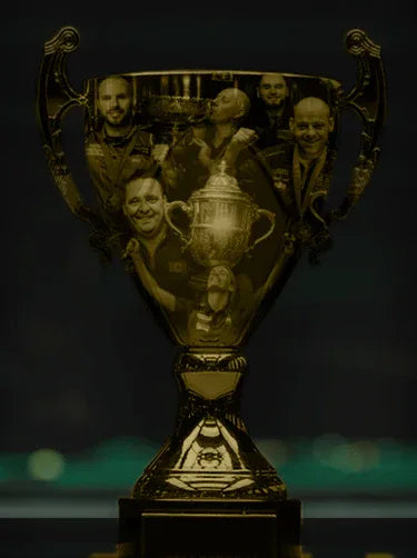 Trophy with a reflection of people and 'Predator Pro Team' text on a dark background