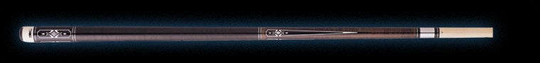 Dark brown wood pool cue with white detailing