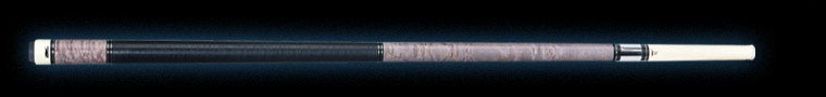 Black and pale grey pool cue with white tip