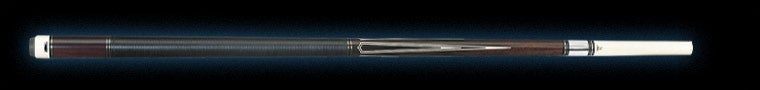Dark brown wood pool cue with textured black wrap
