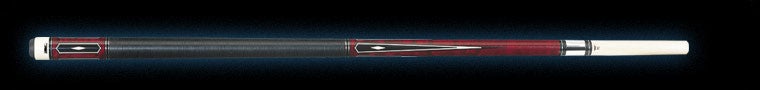 Pool cue with red and black design