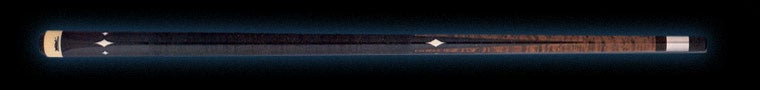 Two-toned dark brown pool cue with white diamond accents