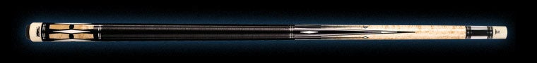 Pool cue with black and silver design