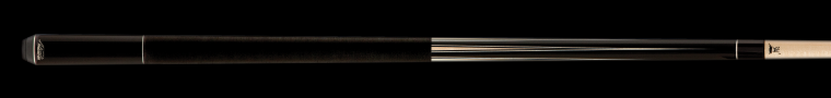 Dark and light brown pool cue on a black background.