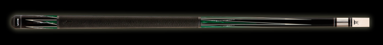 Black pool cue with deep green accents and textured black wrap