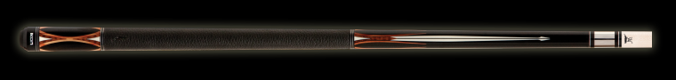 Black pool cue with pale and brown accents and textured black wrap